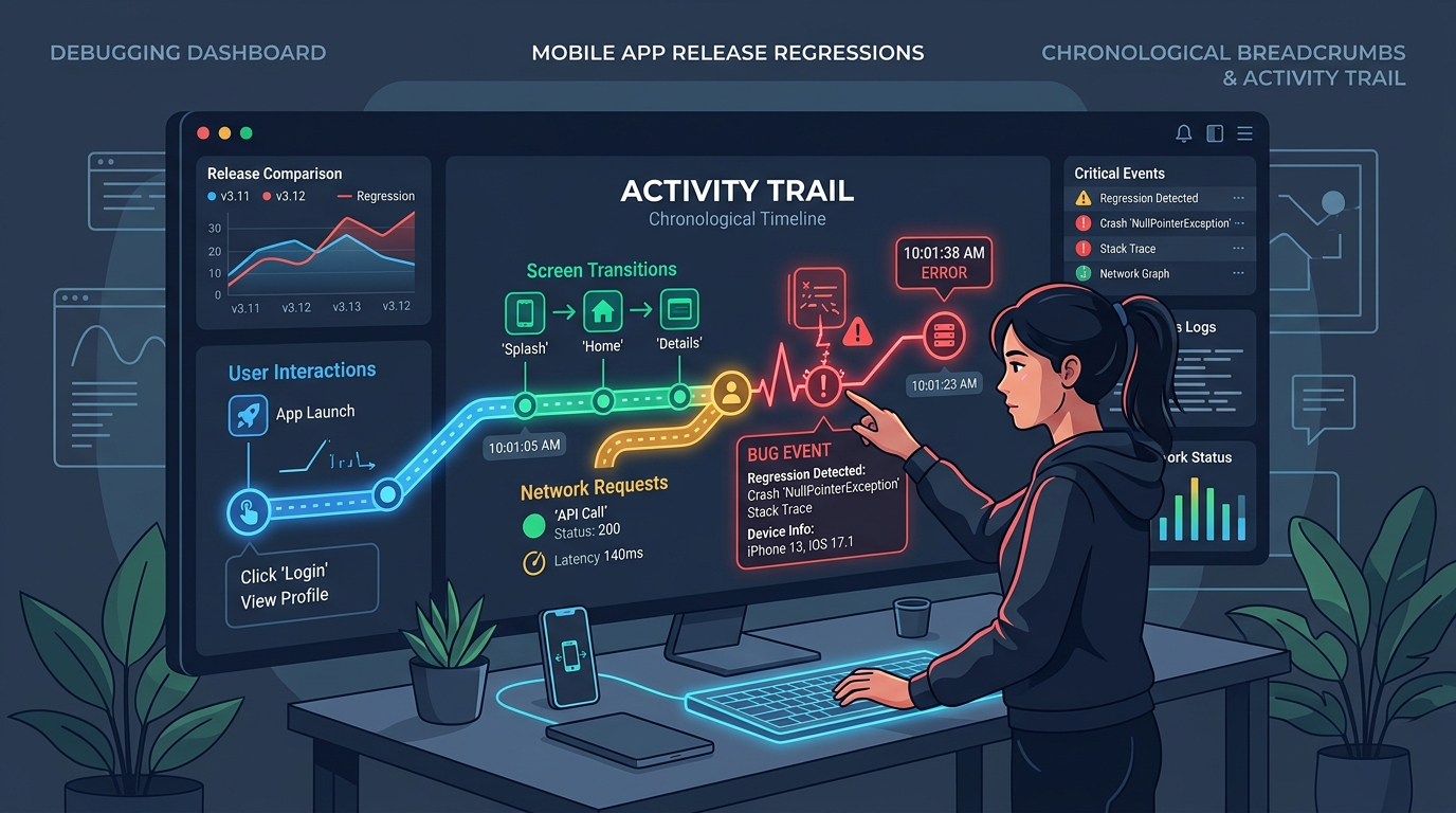 Stop Guessing 'How to Reproduce': Debugging Release Regressions with Appxiom's Activity Trail